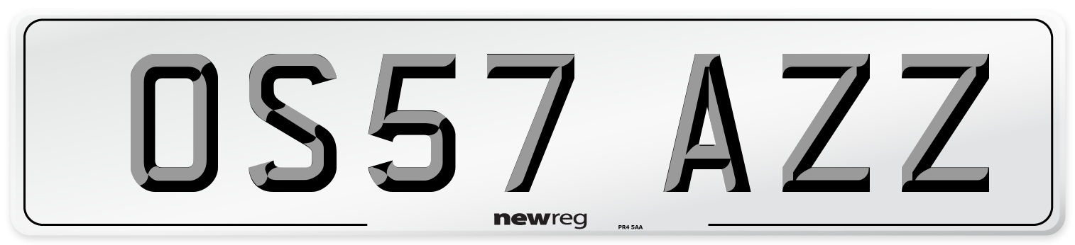 OS57 AZZ Number Plate from New Reg